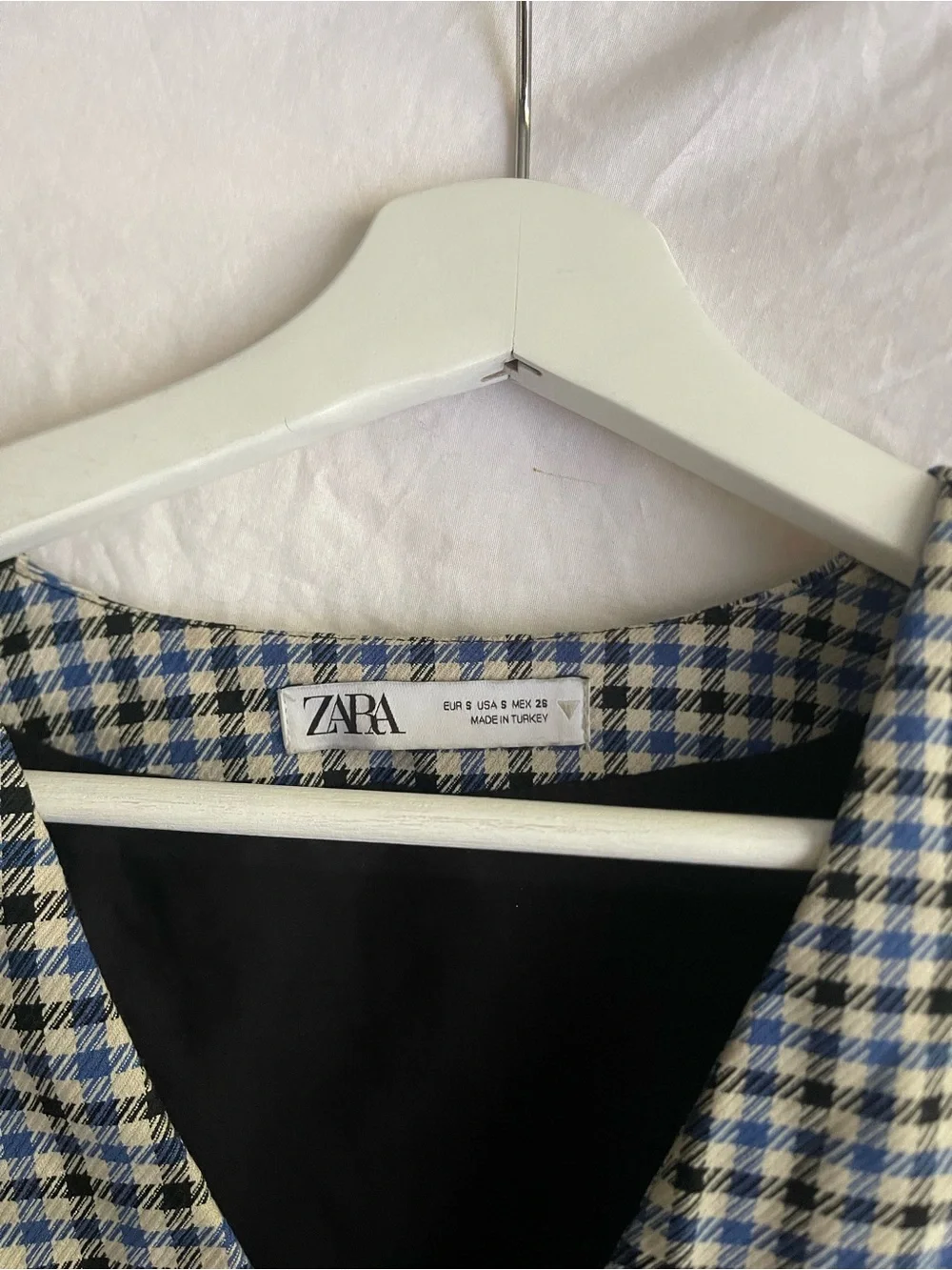 ZARA Gingham Houndstooth Cropped Vest V-Neck Sleeveless Crop Top Size S Preppy - Picture 12 of 15